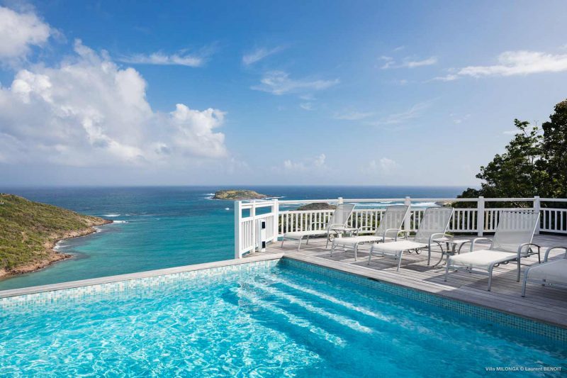 Pool with sea view at Milonga villa, luxury villa for rent in St Barts