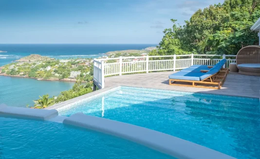 Pool with sea view at Milonga villa, villa for rent in St Barts