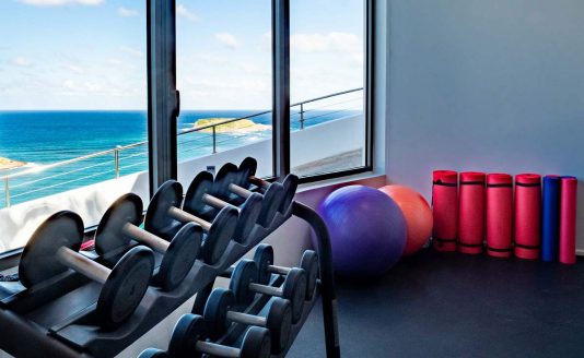 fitness room with sea view in the luxury villa epicure st barts